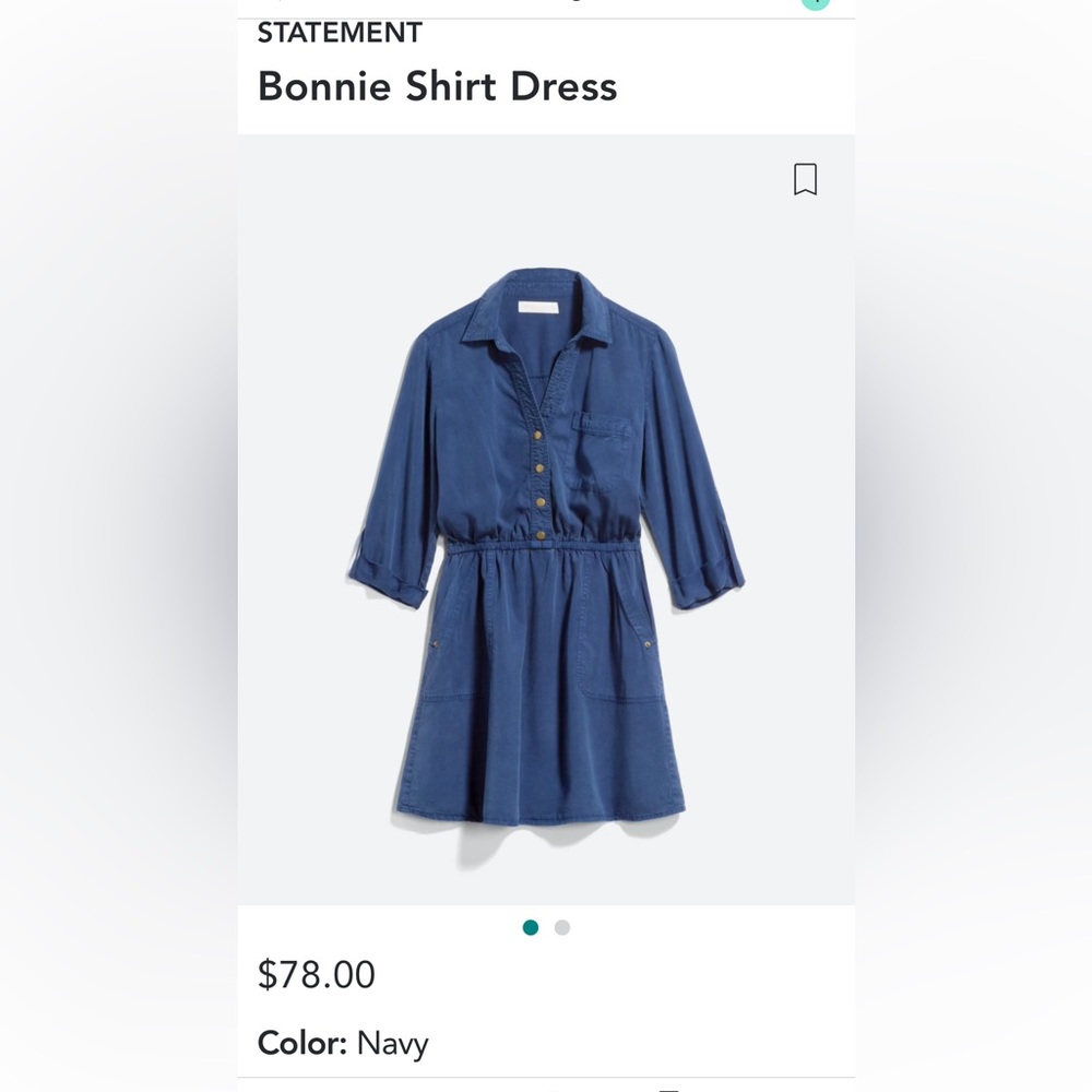 Statement Shirt dress. Size XLP, navy color